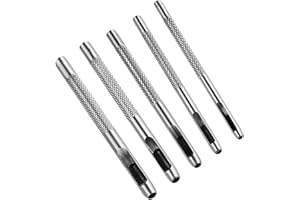 HXLJHALG 5Pcs Leather Hole Punch Tools Belt Hole Puncher for Leather, Assorted 2-4MM Hollow Leather Punches Leathercraft Round Hole Punching Tools for Leather Watch Band, Leather Belt, Gasket Belt