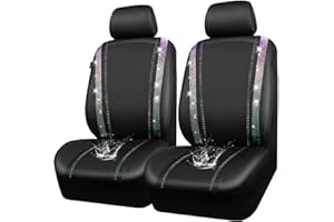 CAR PASS Coprisedili auto in pelle impermeabile, diamante scintillante, universale per il 95% di tutte le auto camion SUV, donne uomini (Anteriore, Multicolore)
