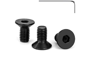 Tunejoy Förskjutna huvudskruvar M5 x 10 mm svart insexskruv A2 rostfritt stålbultar V2A platt huvudskruvar standard DIN 7991