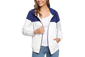 Wayleb Giacca Impermeabile Donna Sportiva Antipioggia con Cerniera Cappuccio Giacca Sportiva Ideale per Attività All'aria Aperta Corsa, Ciclismo, Arrampicata,Pesca