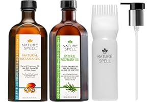 Nature Spell Hair Growth Duo with Rosemary & Batana Oils, Pre-Diluted Oil Set to Stimulate Growth & Strengthen Dry Strands, with Applicator & Pump, For All Hair Types, Vegan