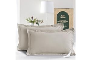 LYMA Bedding Pillow Cases 2 Pack, Ultra Soft Breathable Oxford Cover, OEKO-TEX Certified, Nanoplush Double Brushed Quick Dry Pillowcases, Envelope Closure Wrinkle Fade Resistant 50x75 CM, Beige