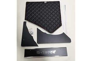 KRAM-TRUCK Estantería RTV para Camión, Compatible con SCANIA R 2009-2016, Negro con Hilo Rojo, Cuero Sintético para para Vehículos De 10 mm, Madera, Mesa, Certificado De Higiene