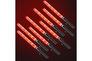 RoadHero 8 Pack Traffic Wand, 21 Inch Led Traffic Control Baton, Safety Light Wands with 2 Flashing Modes, Air Marshaling Signal Wand with Side Clip for Airport, Parking, Car Directing