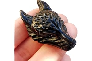 Manekieko 40mm Wolfskopf Taschenkristalle Und Heilsteinfigur, Haped DIY – Schmuckanhänger