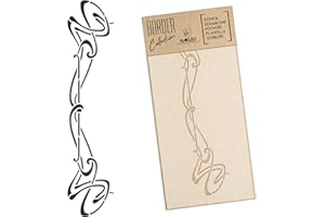 ‎NL NAKLEO ART & WALL DECOR NAKLEO Bordüre Wiederverwendbare Wand Kunststoff Schablone - 21x45cm - Jugendstil Verzierung Ornament - Muster Malerei Streifen DIY Kunst Handwerk Vorlage - Stoff Möbel Holz