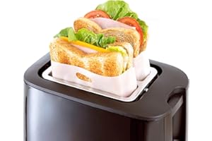 GOURMEO Sacchetti per Toast e Tostapane Riutilizzabili - Set di 10-17 x 19 cm - Bustine per il Forno - Buste Riutilizzabili e Lavabili in Lavatrice Ecologiche e Antiaderenti