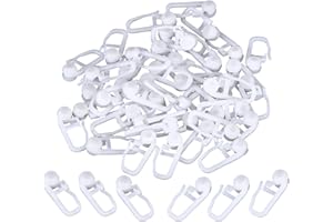 HOTOP Rolling Vorhang Clip Weiß Kunststoff Vorhanghaken für Track Art Vorhang, 50 Packung