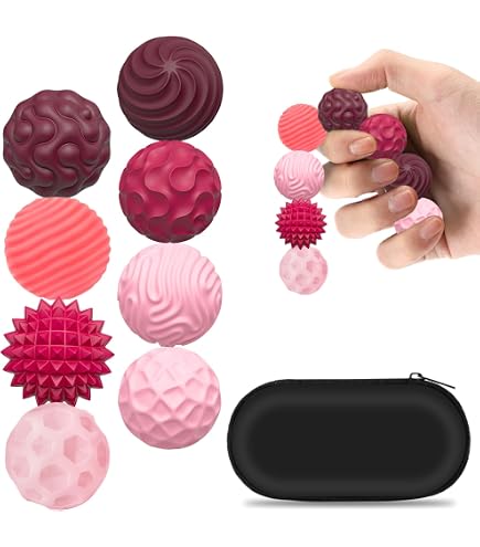 Balles Fidget Magnétiques En Silicone – Lot De 8, Textures Variées, Diam. 2,2-2,5 Cm, Boîte De Rangement, Anti-stress