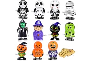 Capaneus 12 Pezzi Giocattolo da Caricare Halloween, Halloween Clockwork Jumping Giocattoli, Giocattoli Halloween Bambini, Halloween Bomboniere di Riempimento, A