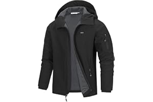33,000ft Jacke Herren Wasserdichte Atmungsaktiv Softshelljacke - Übergangsjacke Winddichte Regenjacke Wanderjacke mit Kapuze