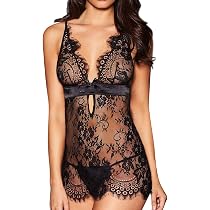 Set Lingerie Babydoll Trasparente – Reggiseno E Perizoma In Maglia Sheer Donna