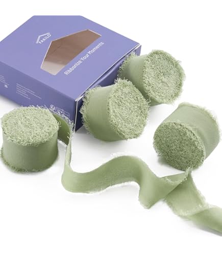 Vitalizart Crème Chiffon Zijdeachtig Lint 2,5 cm x 19,2 m, Franje Stof Lint Pakket (3 Rollen * 6,4 m), Chiffon Lint voor Huwelijksuitnodiging, Bruidsboeket, Decoratie, Cadeauverpakking, Strik Maken