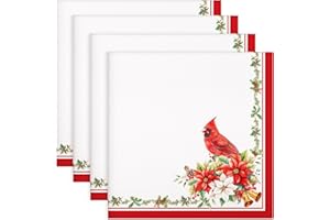 Arquiel Servilletas de Navidad Tela de Cocina, Servilletas de 6 de Tela 100% Algodón Pájaro Flor de Navidad Suaves Cómodas Lavables Servilletas de Mesa para Cenas Familiares, Festival