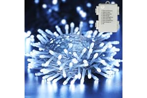 BrizLabs Catena Luminosa Natale Interno, 20m 200 LED Luci di Natale a Batteria 8 Modalità Illuminazione Impermeabile Luci Stringa Esterni per Finestre Giardino Balcone Matrimoni Feste, Bianco Freddo
