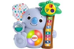 Fisher-Price Linkimals Nicolas Le Koala, Jouet bébé interactif d'apprentissage, Sons et lumières, Version française, 9 Mois et Plus, GRG69