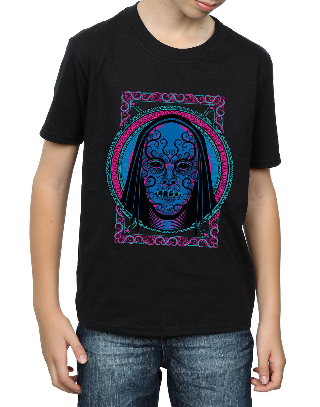 Harry-Potter-Jungen-Neon-Death-Eater-Mask-T-Shirt