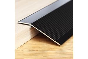 Trimold Tira de Transición de Piso de Aluminio, Adecuada para Umbral de Puerta, Rampa, Azulejos, Tarimas de Madera Contrachapada, Puente de Altura entre 8-40 mm (0,9 m x 100 mm, Negro Mate)