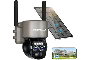 BEENOZO 8X Zoom 4K Telecamera Wi-Fi Esterno Senza Fili Solare 360° PTZ Videocamera Sorveglianza Esterno, Rilevamento Umano, Visione Notturna a Colori, 2 Vie Audio, IP66