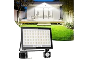 NATPOW Outdoor Security Light Motion Sensor, Outdoor Lights LED with Smart PIR Sensor 100W 11000LM Floodlight, IP66 Waterproof, Dusk Till Dawn Outdoor Light for Garage Front Door, Warehouse, Garden