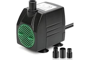 JIERTOP Pompe Eau Submersible, 3000L/H 60W Pompe Aquarium Ajustable Ultra-Silencieux avec pour Étang Poisson Fontaine Réservoir de Poissons 3 Buses Cordon de 5m