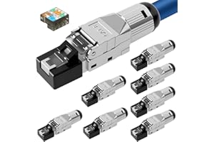 RUIZHI 8x CAT 8 RJ45 Stecker Netzwerkstecker für starre LAN Kabel Verlegekabel Ethernet LAN Stecker CAT7 Werkzeuglos LSA, vollgeschirmt STP, 10 GBit/s, AWG 22-26