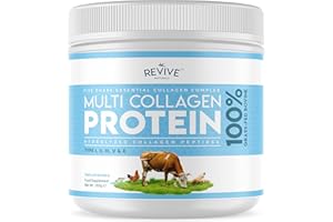 REVIVE NATURALS Multikollagen-Proteinpulver - Typen I, II, III, V & X - Hydrolysiertes Grasfutterrind, Wild Gefangener Fisch und Freilandhuhn, Ohne Geschmack, Halal - (200gr)