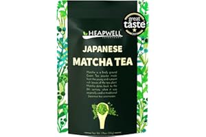 HEAPWELL SUPERFOODS Heapwell Matcha Powder - 50g | High Grade Japanese Premium Green Tea Powder | Great Taste Award Winner | Perfect for Tea, Lattes & Smoothies | Contains L-Theanine & Antioxidants | Vegan & Gluten-Free