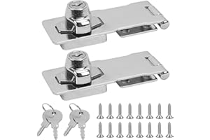 Zythrem 2 Pcs Door Lock Hasp and Staple with Padlock 4 Inch Keyed Hasp Locks Shed Locks Twist Knob Bedroom Door Lock with Key Safety Door Clasp Garden Gate Lock for Shed Cabinet Wardrobe Furniture
