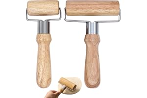 AIMEKE 2 Pezzi Mattarello Piccolo e Medio Matterello in Legno Rullo per Pasta Rullo da Forno in Legno di Faggio per Impasto per Torte Pizza Fondente Biscotti
