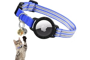 NOZLAID Airtag Cat Collar, Reflective Cat Collars with Apple Air Tag Holder, Lightweight Elastic Safety Cats, Cats GPS Tracker Collar for Girls, Boys, Cats