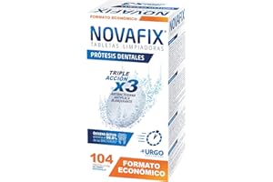 Novafix - Tabletas Limpiadoras Triple Acción - Para prótesis dentales y aparatos de ortodoncia - Caja con 104 unidades (formato económico)