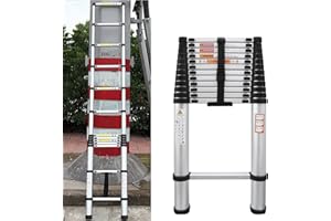 RIGOGO Aluminum Extension Ladder, 12.5FT Telescopic Ladder Multi-purpose Ladder for Home and Outdoor, 330LB Capacity, EN131