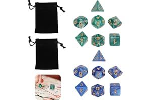 QTKSCEADLNCE 14 Piezas Dados de rol Poliédrico Dados de Colores con Bolsas, Dados de Juego para Dungeons and Dragons D4 D6 D8 D10 D12 D20 Juegos de Cartas de Mesa para DND y Enseñanza de Matemáticas Azul & Verde