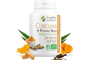 Planète au Naturel Curcuma et Poivre Noir Bio 300mg - 200 gélules végétales