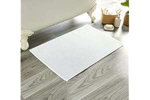 Olivia Rocco LUXE Bath Mat Washable Bathroom Mat Extra Water Absorption Quick-drying 850 GSM Bath Toilet Mats Super Soft Egyptian Cotton Rugs 50x80 cm (White)