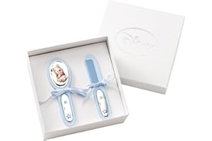 VALENTI & CO. Disney Baby Prima Infanzia - Set Box Regalo Con Spazzola Capelli E Pettine Indispensabile Tra Gli Accessori Neonato Con Finiture Winnie The Pooh In Argento, Celeste, One size