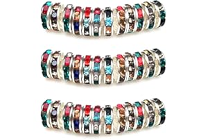 MJDCB 8mm 100pcs Rondelle Beads Crystal Spacer Bead Rhinestones for Bracelet Necklace Jewelry Making (Silver/Multicolor)