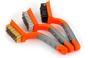 MAXMAN Wire Scratch Brush, Carbon Steel Set Heavy-Duty Wire Brush, Rust Remover for Metal, Involve 3 Pieces Copper Wire Brush
