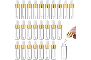 YUZHEDM 25 st 5 ml mini droppflaskor med transparenta pipetter, små droppflaskor för eteriska oljor, aromaterapi, parfymextra