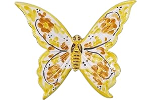 sicilia bedda - Animali Portafortuna in Ceramica Siciliana - Dipinti a mano (Farfalla 11x12 CM Fantasia Arancio)