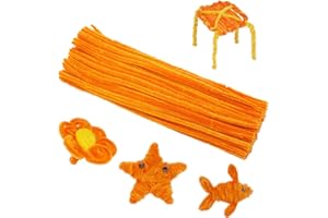 RAMLUR 100 Pcs Pipe Cleaners Chenille Stems, Orange Pipe Cleaners, Pipe Cleaners Craft Supplies for DIY, Arts and Crafts Project Decoration