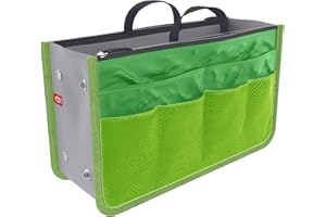 Ducomi Handtaschen Organizer Geldbeutel-Einsatz 13 Fächer - Taschenorganizer Handtasche für Dokumente, Telefon, Make-up, Schlüssel an Ihren Fingerspitzen (Small, Green)