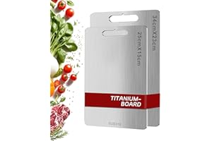VACVAD Titanium Chopping Board Set, S316 Stainless Steel Cutting Board, 2Pcs Dual-Sided Food Grade Chopping Boards for Kitchens, Meat, Bread, Vegetables & Fruit