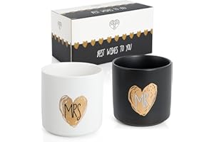 WeddingTree Set di 2 tazze Mr e Mrs - Tazze per partner - Tazza Mr e Mrs per coppie per matrimoni fidanzamenti nozze - Regalo di nozze moderno - Regali Mr e Mrs