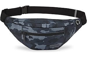 MAXTOP Large Bumbag Waist Fanny Pack for Men Women Unisex Bum Bag with Headphone Jack and 4-Zipper Pockets Adjustable Belt for Biking Running Jogging Traveling Outdoors Workout Cycling Fitness Hiking