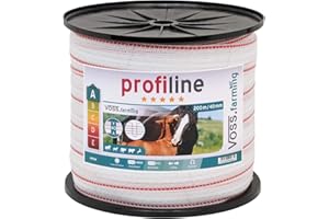 VOSS.farming Nastro per Recinzione elettrica, Lunghezza 200 m e Larghezza 40 mm, con Fili in Acciaio Inox 9 x 0,2 e Filo in Rame 1 x 0,3, Colore Bianco/Rosso