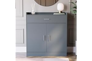 Vida Designs Dalby Modern Shoe Cabinet, 2 Door 1 Drawer, Hallway Cupboard Storage Organiser, Footwear Stand Rack, Wood Sideboard Unit, Grey