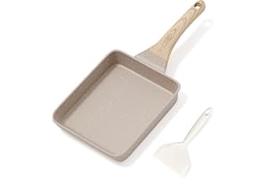 RIOVARM Antiadhésif Tamagoyaki Poêle à omelette, Induction Poêle à œufs avec revêtement en granit, Petite poêle à frire sans PFOA, Poêle à crêpes pour le petit déjeuner Poêle de camping Poêle à œufs