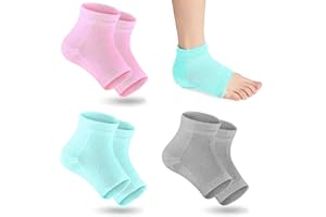 ELEGANCE-GO Gel Fersen Socken, 3 Paar Feuchtigkeitsspendende Socken, Weiche Lüften Offene Zehensocken mit Fersenpolster Gel-Fersensocken, Für Trockene Harte Rissige Haut